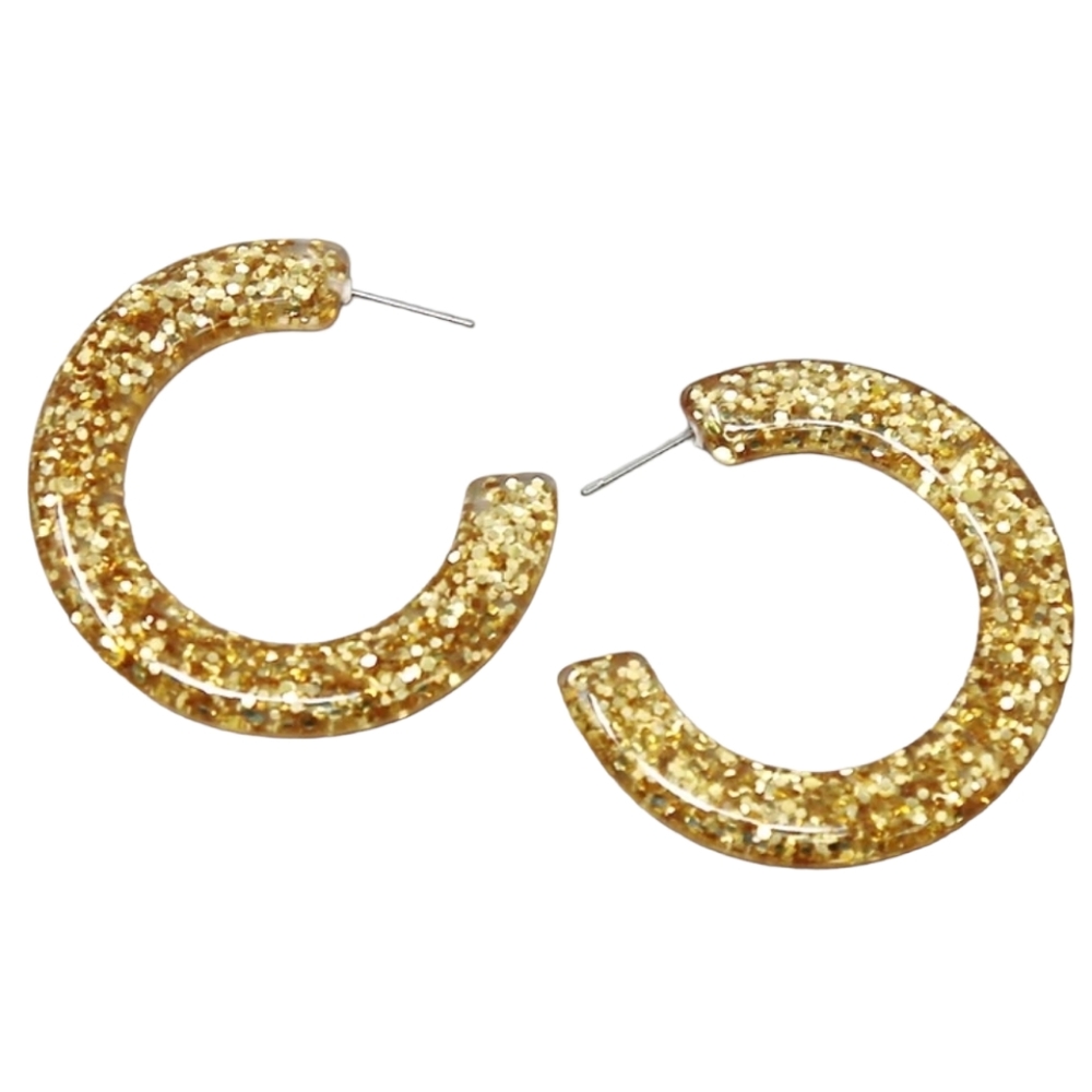 Gold GLITTER TRANSLUCENT HOOP EARRING